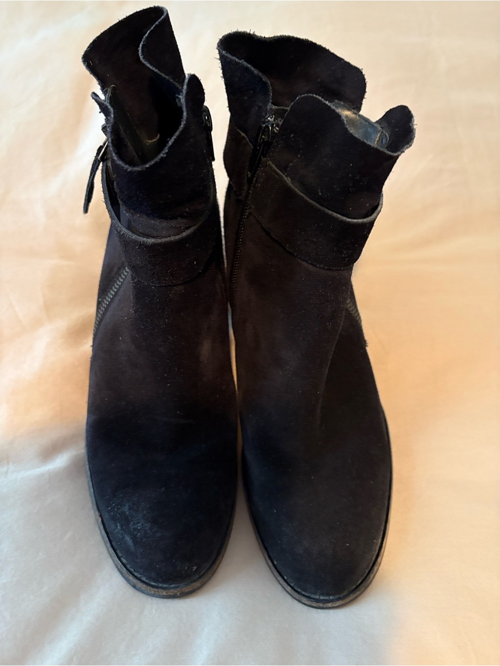 Paul Green,Women’s Black Suede Ankle Boots - Classic Zip Closure 5 1/2 like a 38